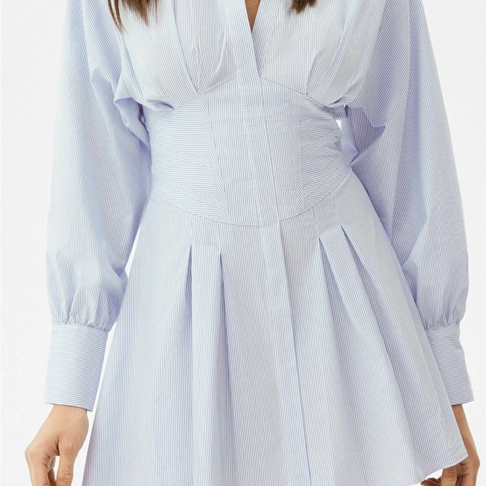 Bershka Light Blue Long Sleeve Dress - Picture 4 of 8